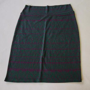 LulaRoe Cassie Pencil Skirt, XL (dark green/purple)